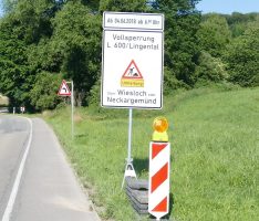 Es wird ernst: Seit heute früh Großbaustelle und Straßensperrung der L 600 Höhe Lingental