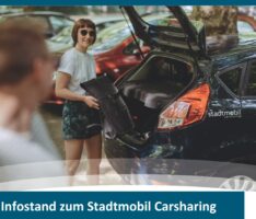 Infostand des Stadtmobil Carsharing auf dem Wochenmarkt