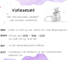 Vorlesezeit der Gemeindebücherei hat noch wenige freie Plätze