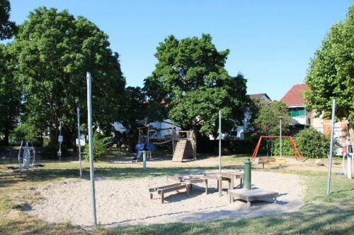 Sonnensegel auf dem Spielplatz in der Eichendorffstraße fehlt. Foto: Gemeinde Sandhausen