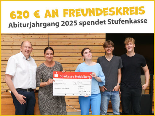 Der Abiturjahrgang 2025 des FEG Sandhausen spendet die restlichen Mittel der Stufenkasse zur Unterstützung des Freundeskreises der Schule. Foto: FEG Sandhausen