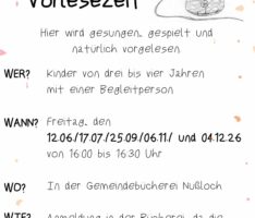 Vorlesezeit in der Gemeindebücherei Nußloch