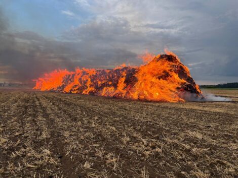 Zeugenaufruf: Strohballen in Brand gesetzt in St. Leon-Rot